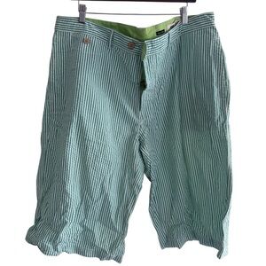 Sabit designer Green Striped Men's Shorts Size 40